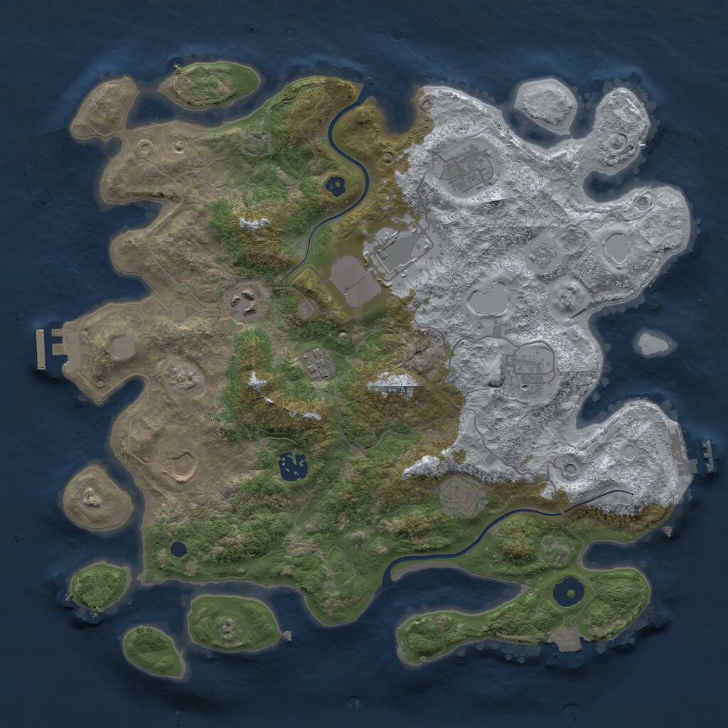 Rust Map: Procedural Map, Size: 3680, Seed: 2837468, 14 Monuments