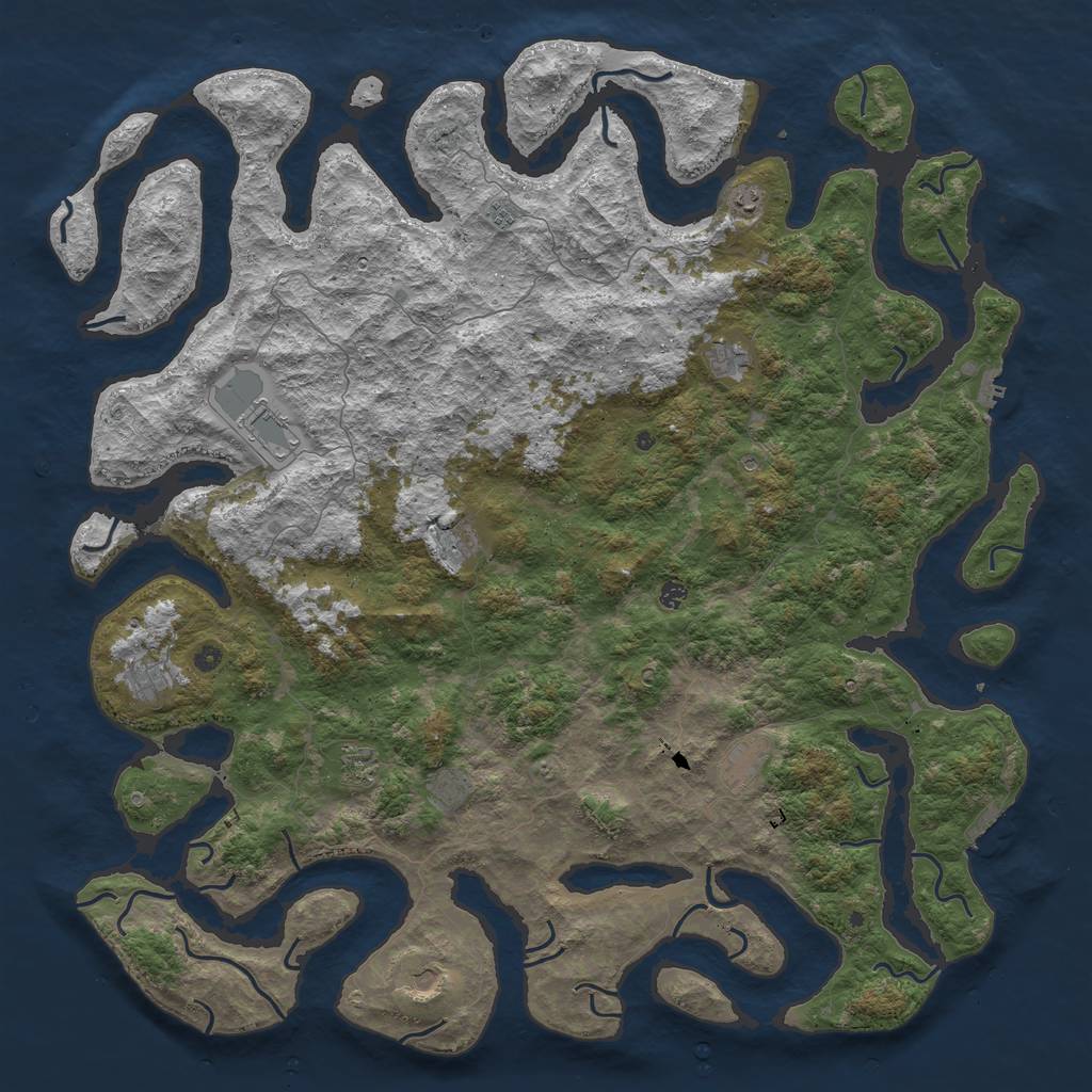 Rust Map: Procedural Map, Size: 6000, Seed: 458214, 16 Monuments