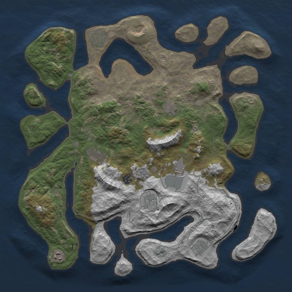 Rust Map: Barren, Size: 4500, Seed: 50000, 13 Monuments