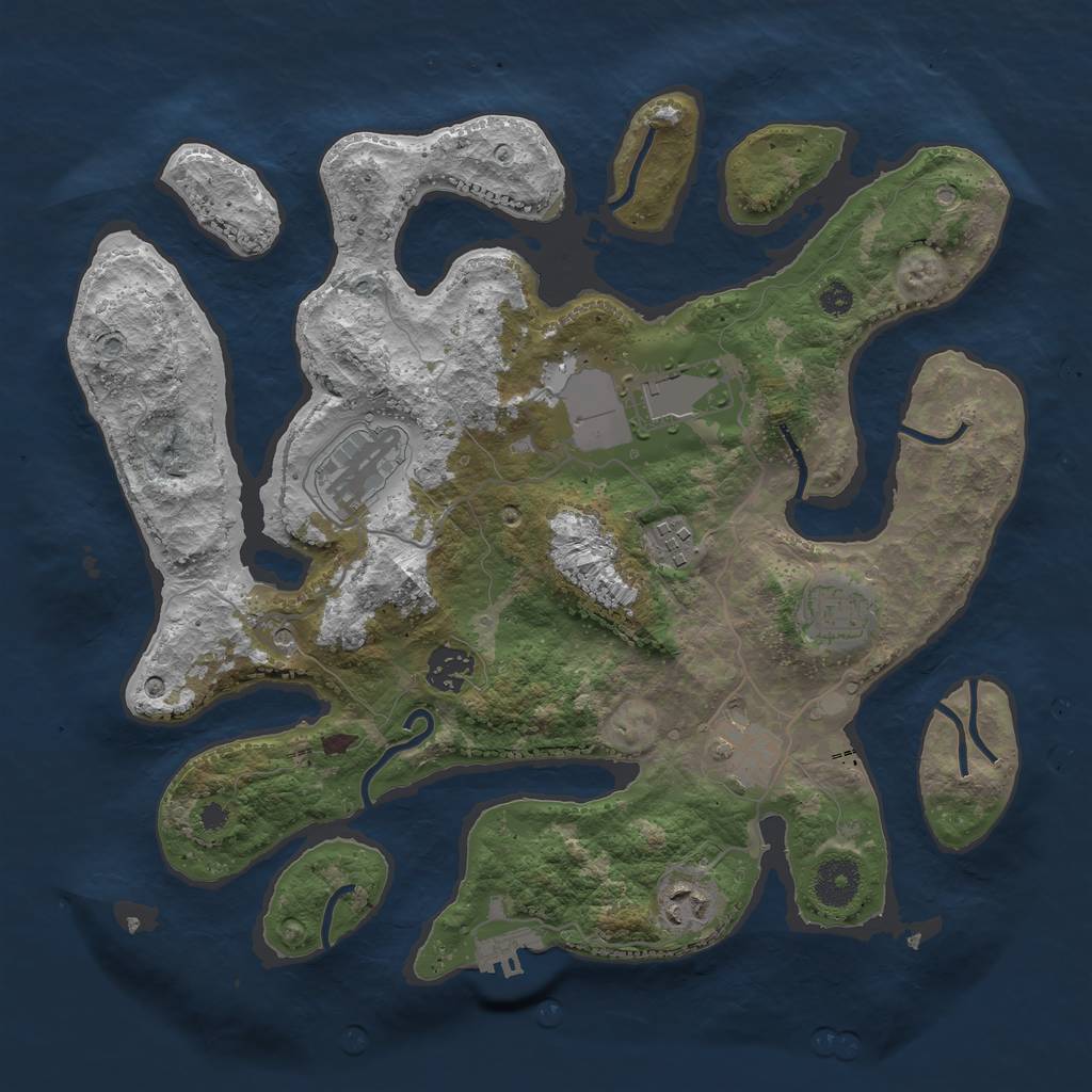 Rust Map: Procedural Map, Size: 3500, Seed: 350086, 11 Monuments