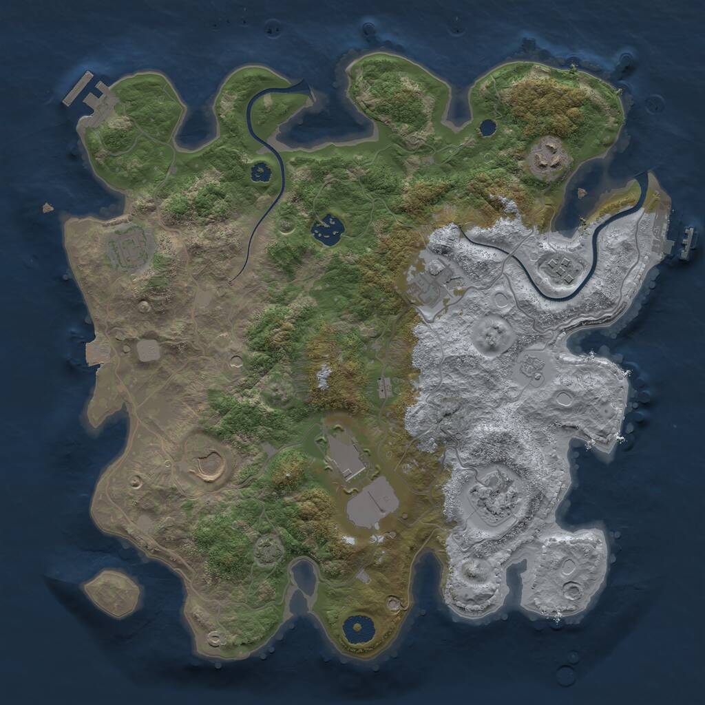 Rust Map: Procedural Map, Size: 3500, Seed: 582617633, 14 Monuments