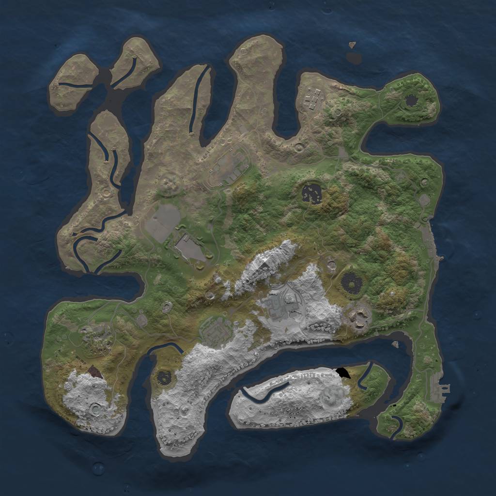 Rust Map: Procedural Map, Size: 3500, Seed: 1012782160, 13 Monuments