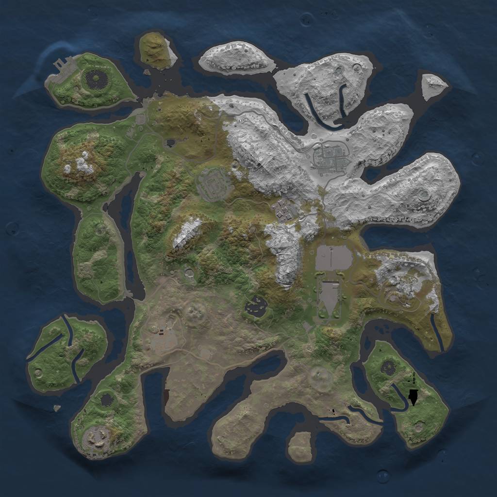 Rust Map: Procedural Map, Size: 3500, Seed: 51066, 12 Monuments