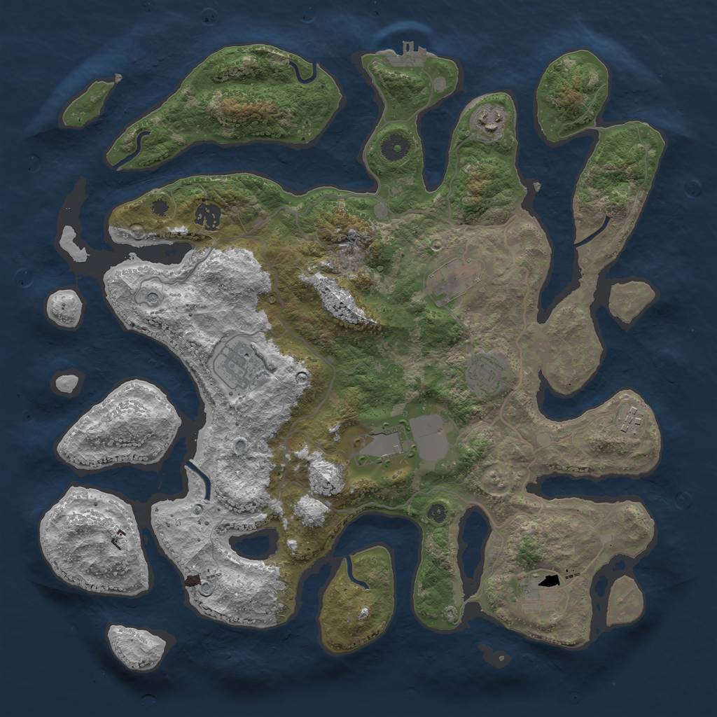 Rust Map: Procedural Map, Size: 4000, Seed: 197356946, 12 Monuments