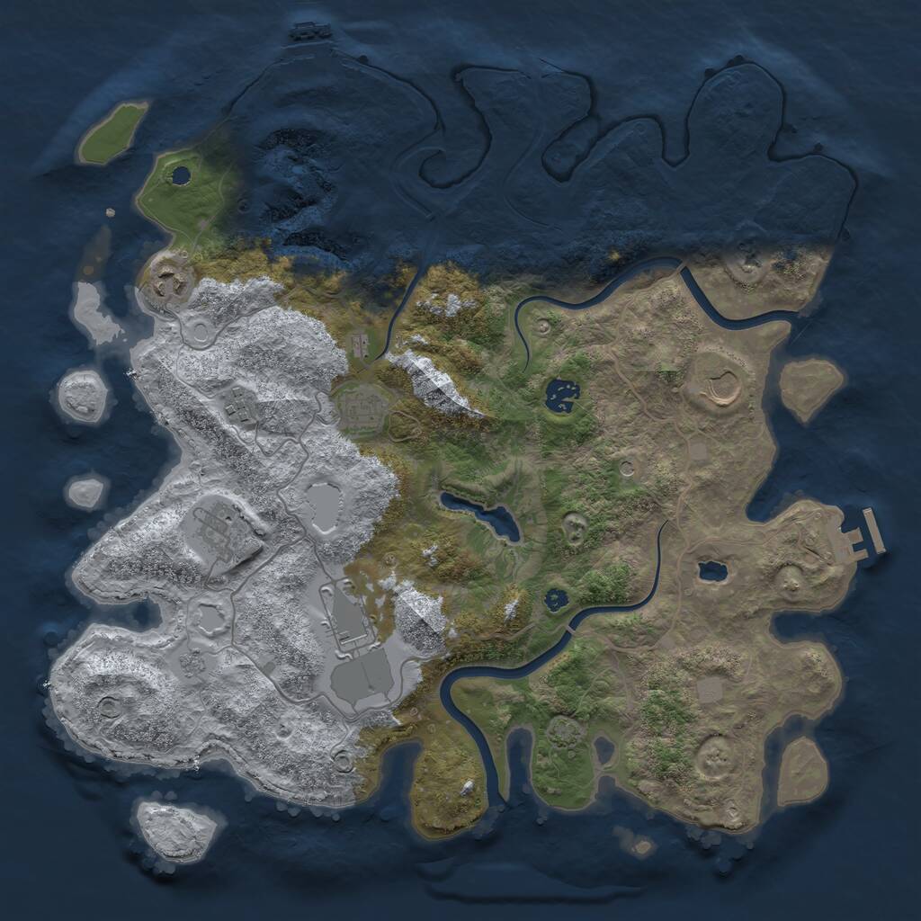 Rust Map: Procedural Map, Size: 4000, Seed: 197356946, 13 Monuments