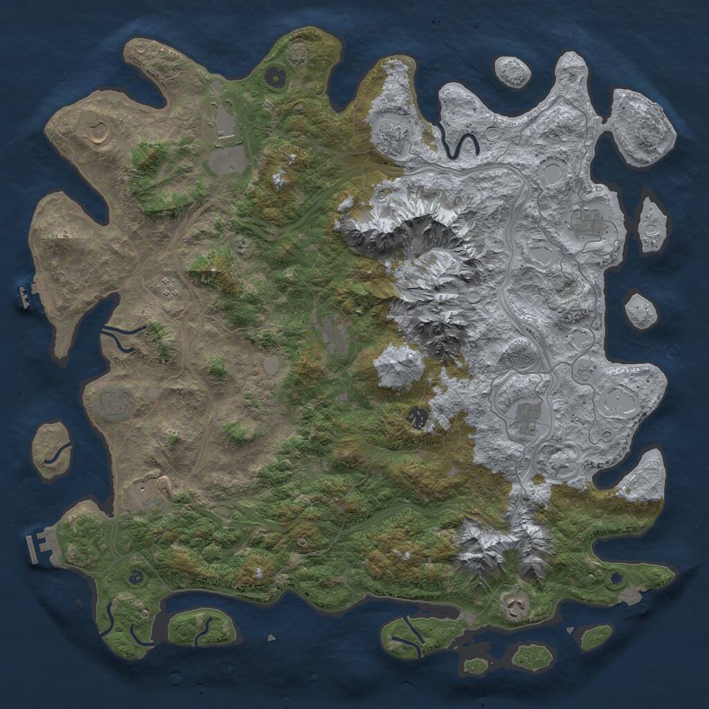 Rust Map: Procedural Map, Size: 5000, Seed: 5311, 17 Monuments