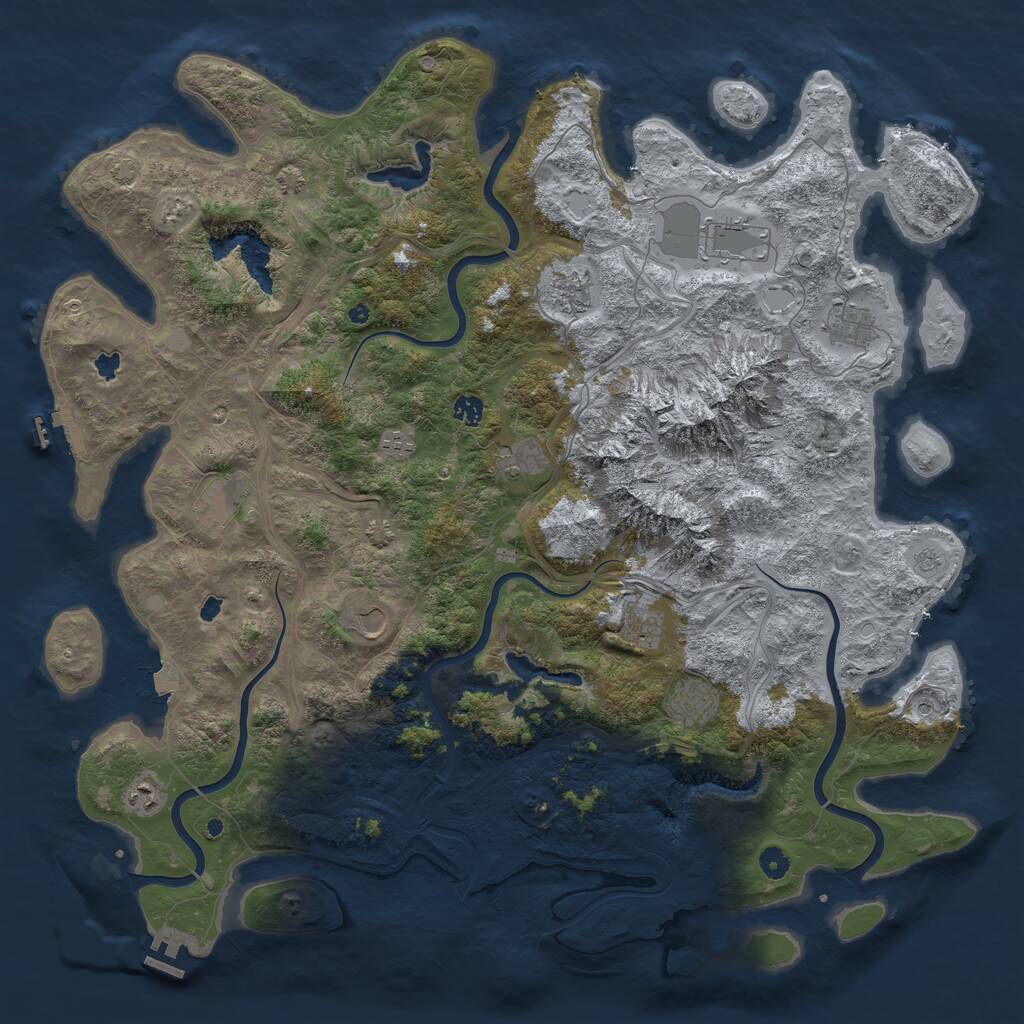 Rust Map: Procedural Map, Size: 5000, Seed: 5311, 17 Monuments