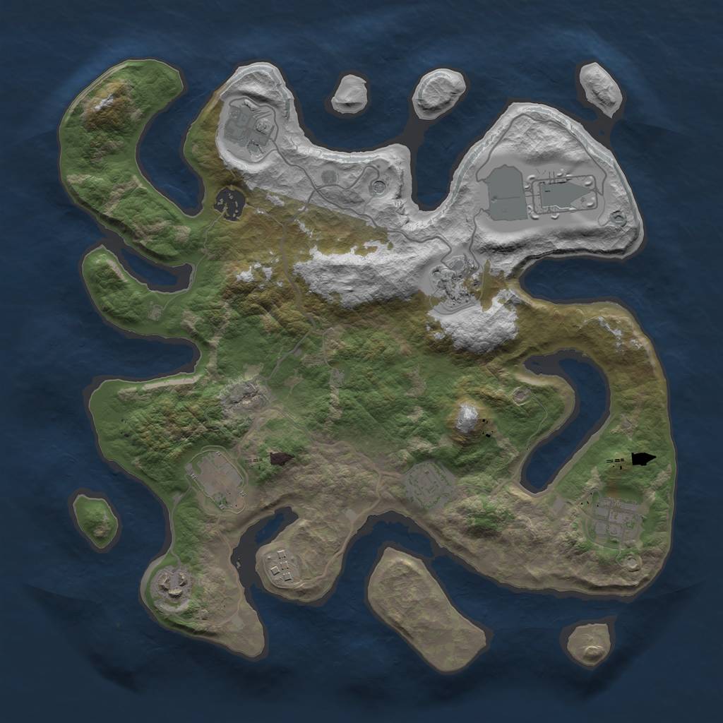 Rust Map: Barren, Size: 3500, Seed: 1495452928, 12 Monuments