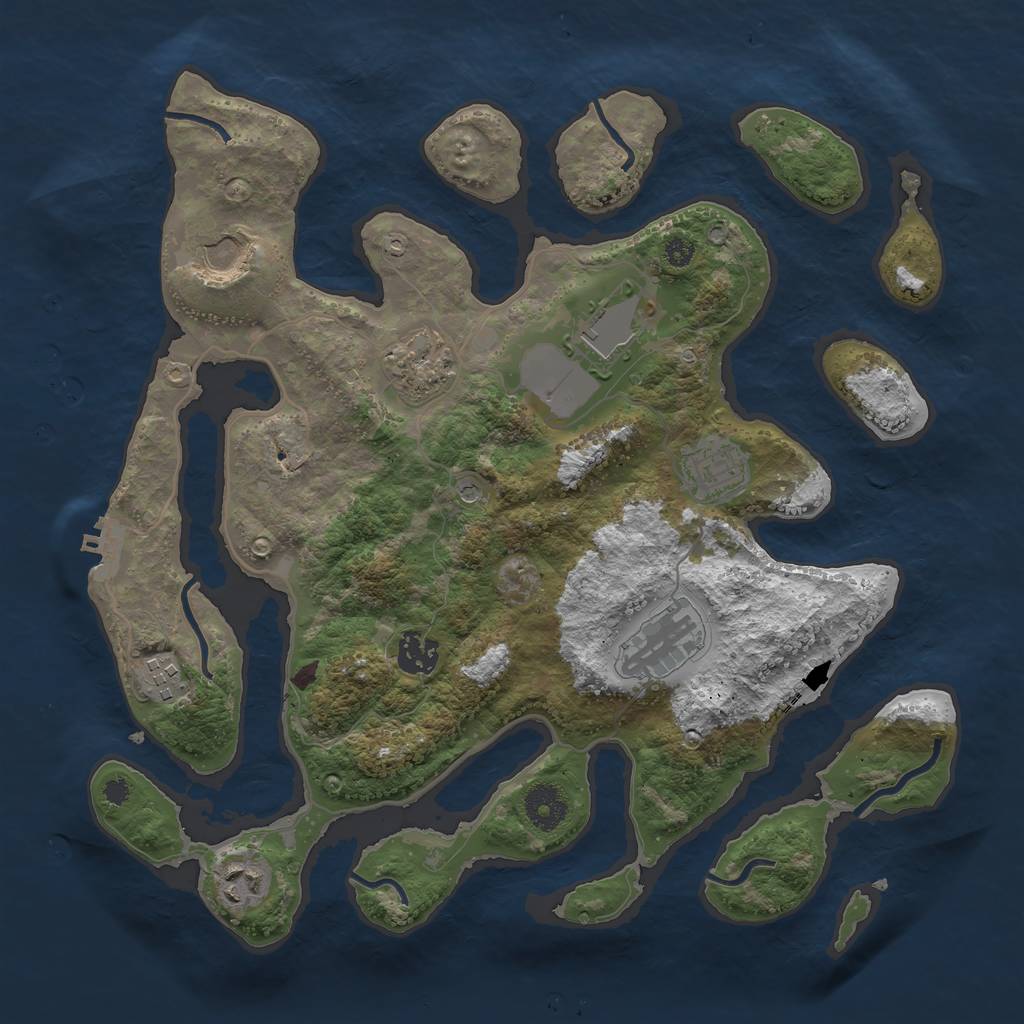 Rust Map: Procedural Map, Size: 3550, Seed: 8648, 12 Monuments