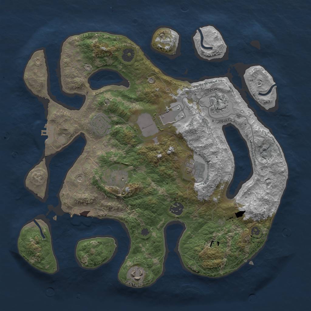 Rust Map: Procedural Map, Size: 3500, Seed: 1068523904, 12 Monuments