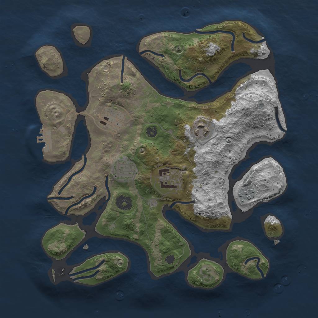 Rust Map: Procedural Map, Size: 3000, Seed: 141453, 8 Monuments