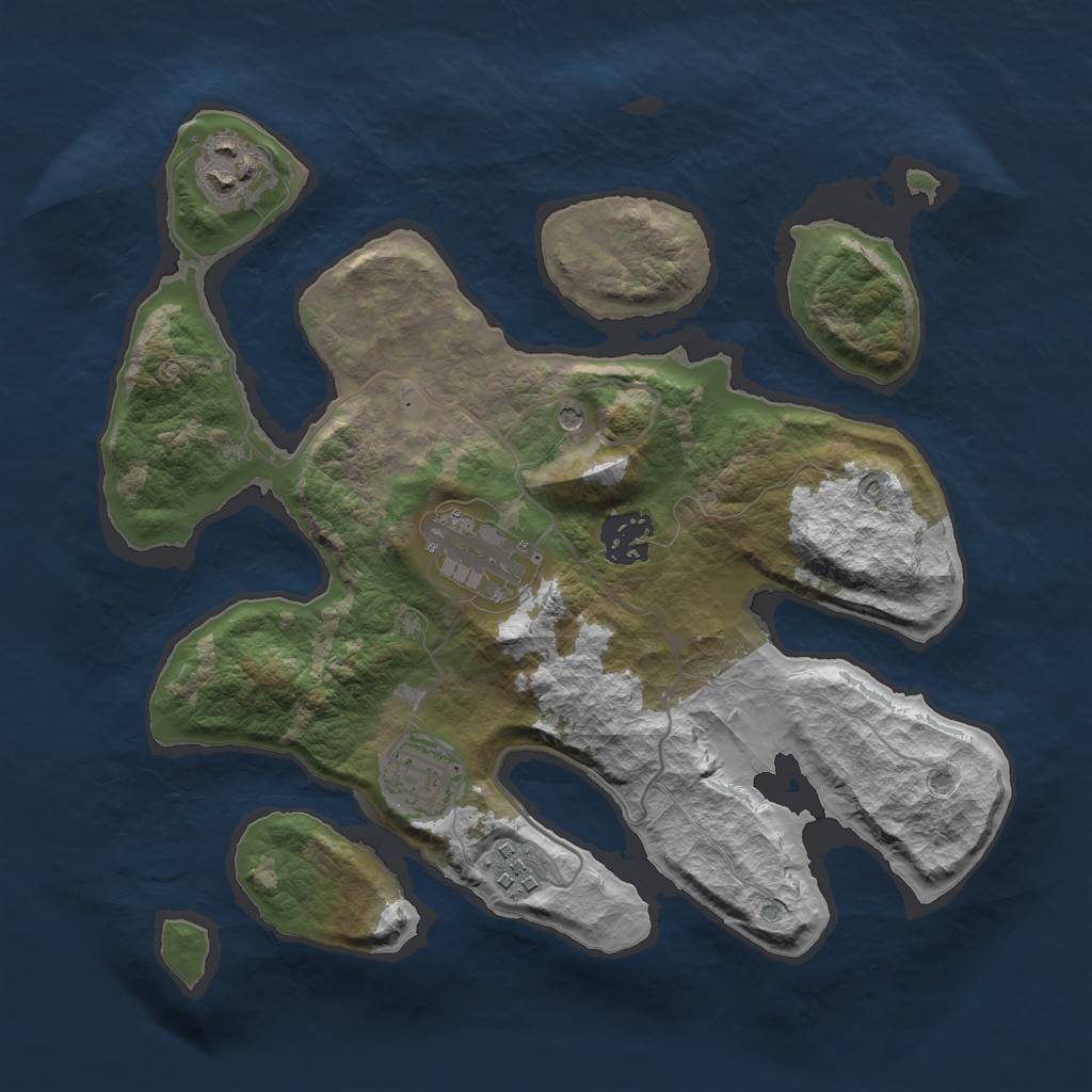 Rust Map: Barren, Size: 3000, Seed: 175816, 8 Monuments