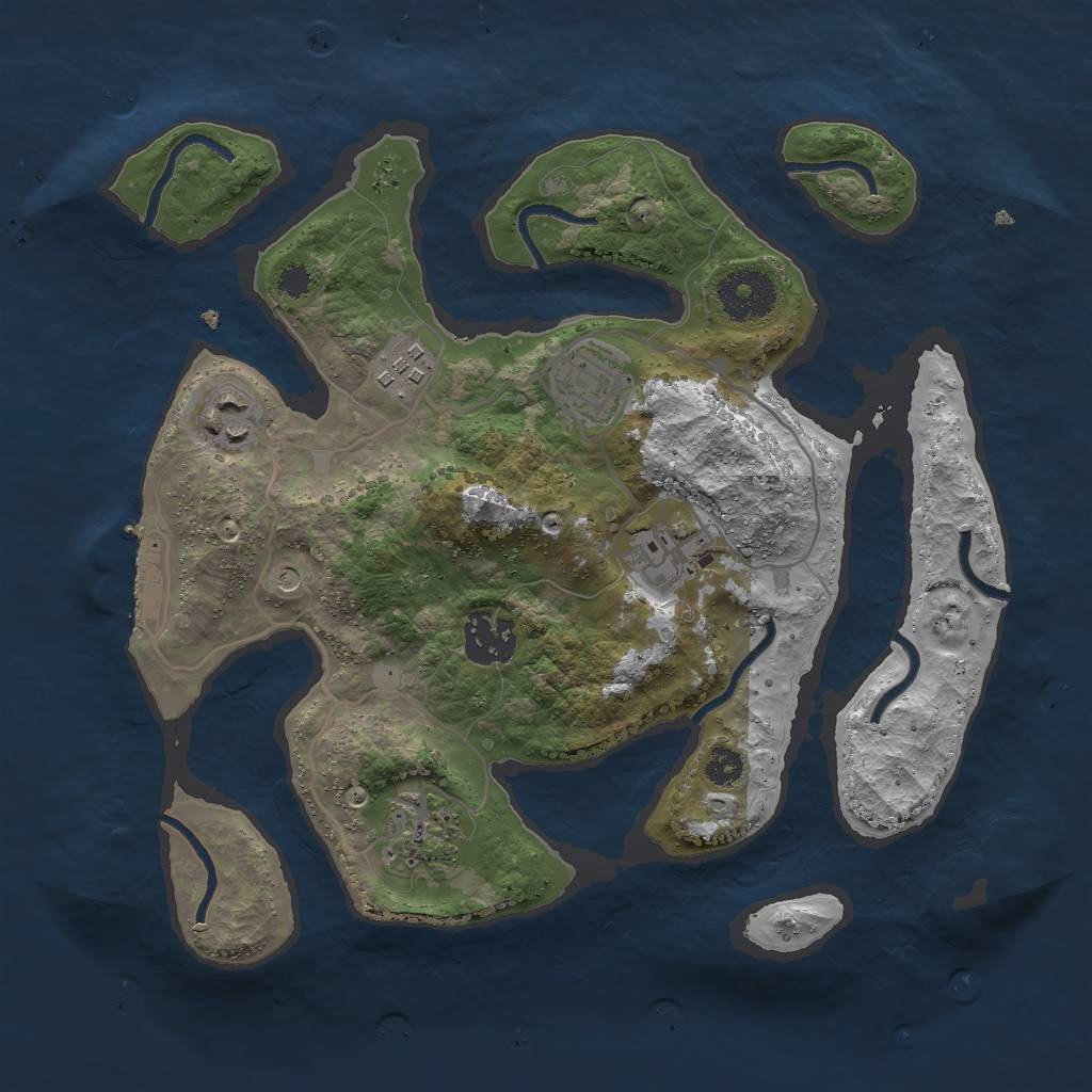 Rust Map: Procedural Map, Size: 3000, Seed: 802568, 10 Monuments