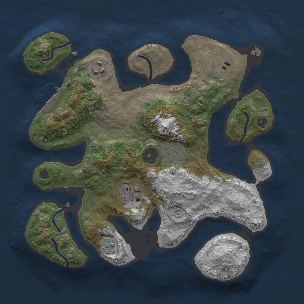 Rust Map: Procedural Map, Size: 3000, Seed: 866270, 9 Monuments