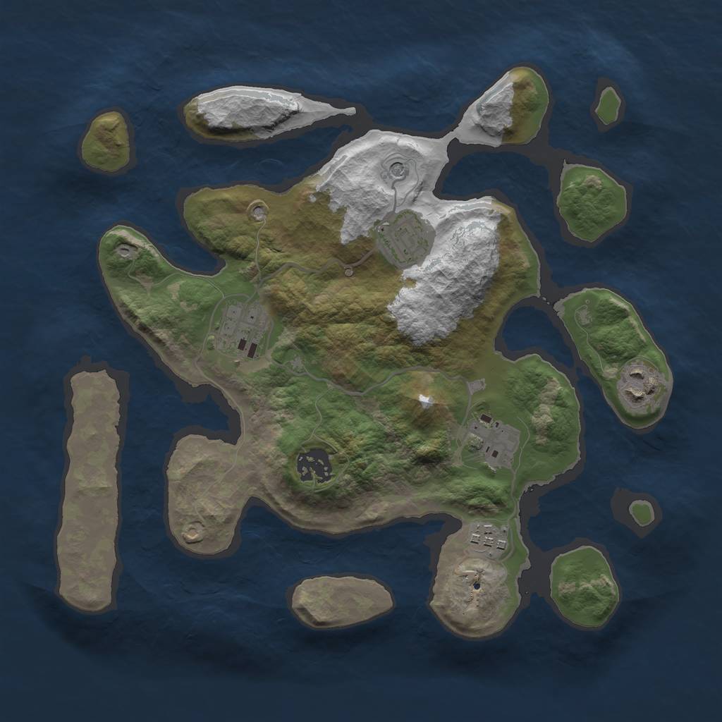 Rust Map: Barren, Size: 3000, Seed: 709753, 9 Monuments