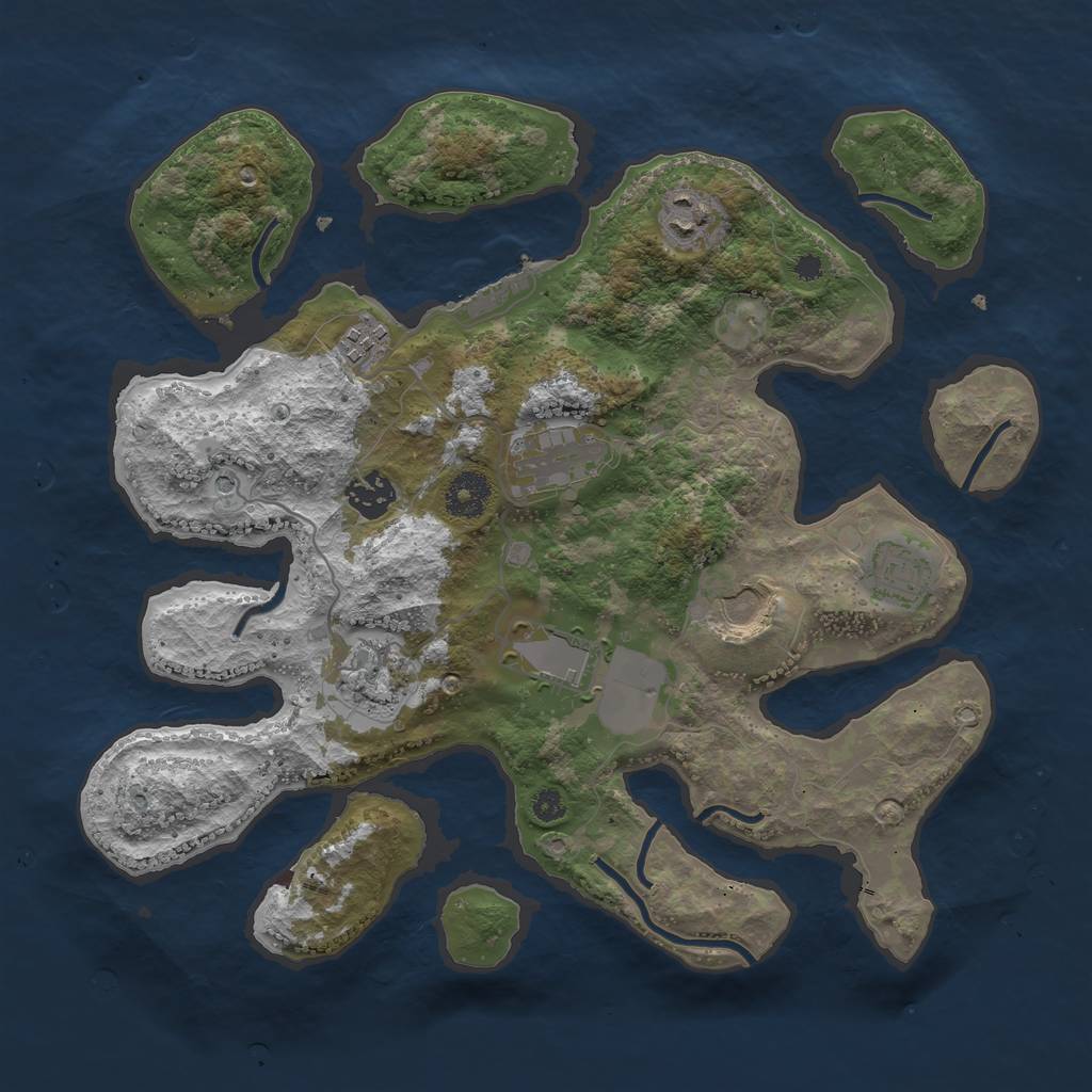 Rust Map: Procedural Map, Size: 3500, Seed: 1139615104, 12 Monuments