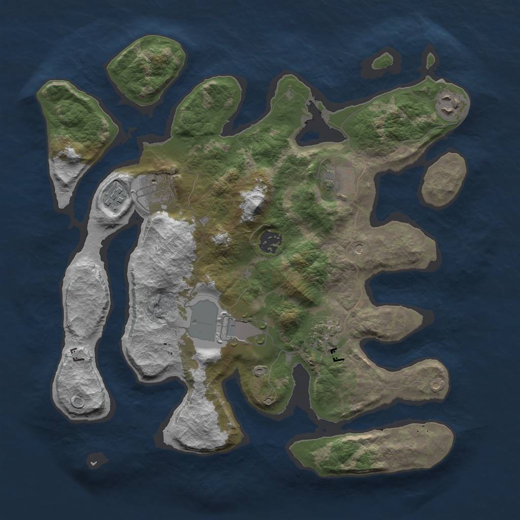 Rust Map: Barren, Size: 3500, Seed: 136895003, 10 Monuments