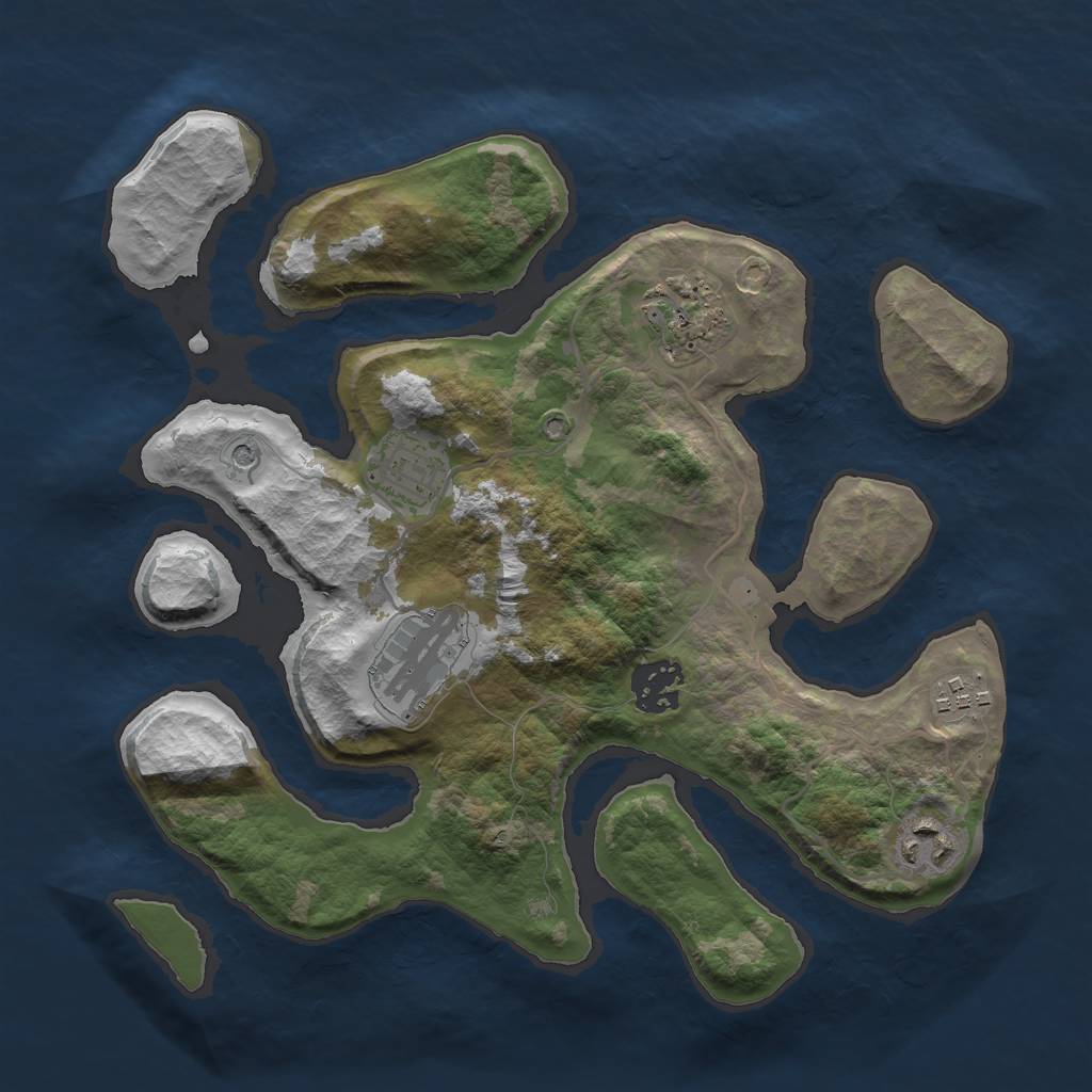 Rust Map: Barren, Size: 3000, Seed: 808113, 9 Monuments