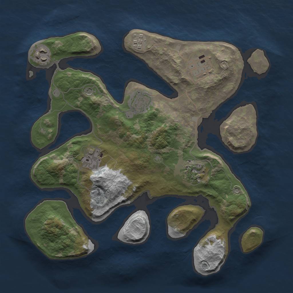 Rust Map: Barren, Size: 3000, Seed: 483782, 9 Monuments