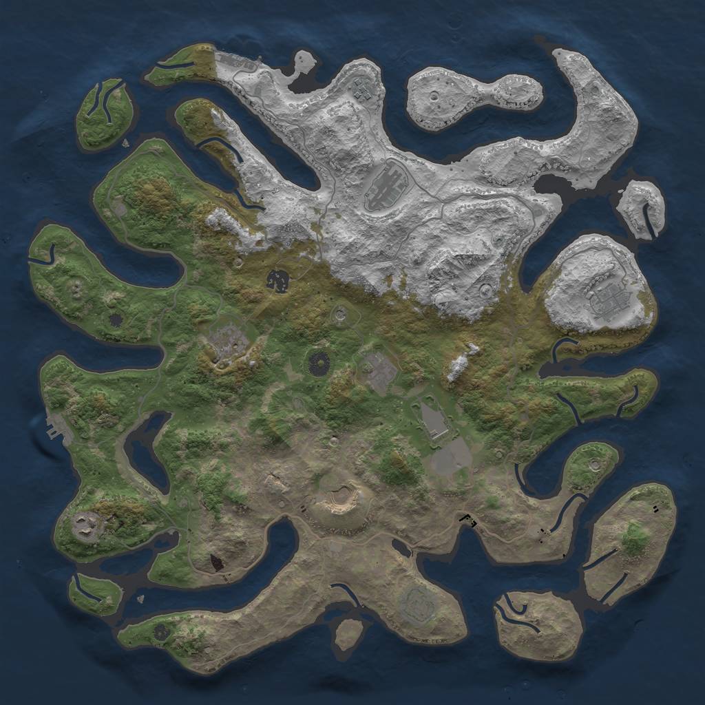 Rust Map: Procedural Map, Size: 4500, Seed: 843738346, 15 Monuments