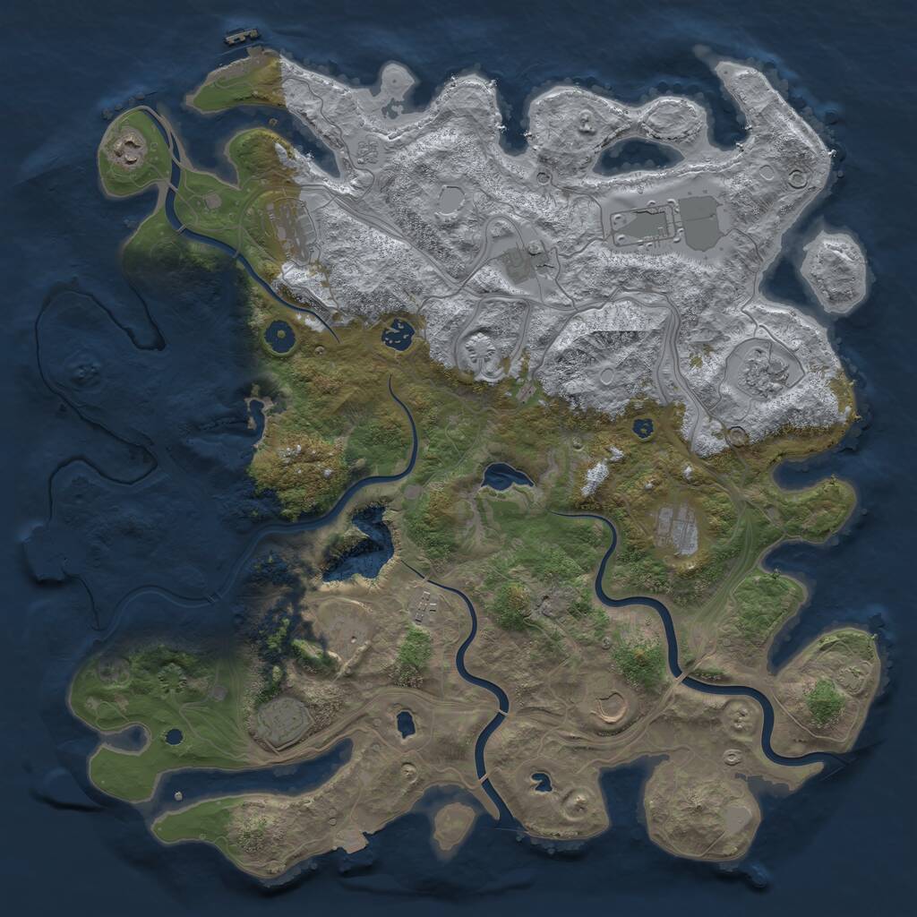 Rust Map: Procedural Map, Size: 4500, Seed: 843738346, 17 Monuments