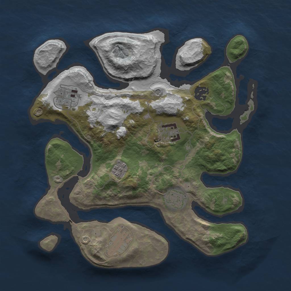 Rust Map: Barren, Size: 3000, Seed: 157890, 9 Monuments