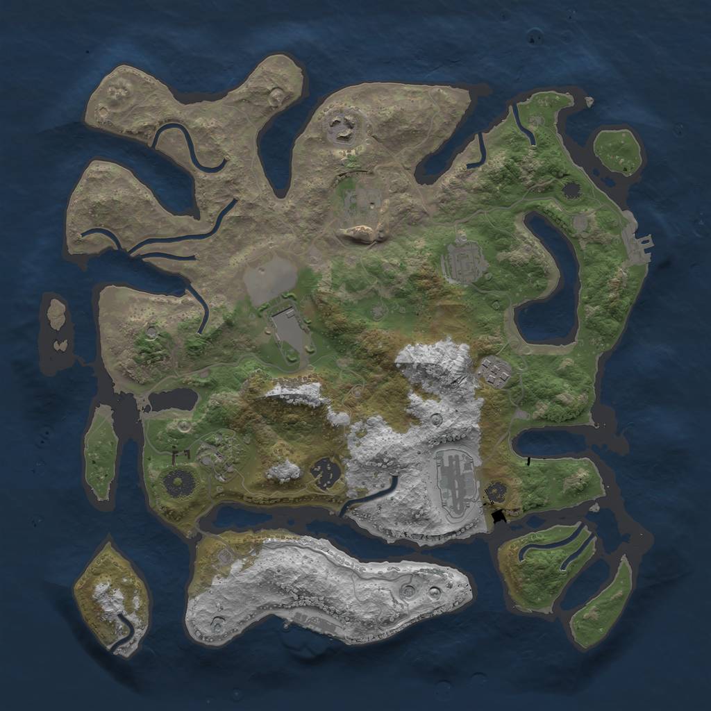 Rust Map: Procedural Map, Size: 3600, Seed: 14998, 13 Monuments