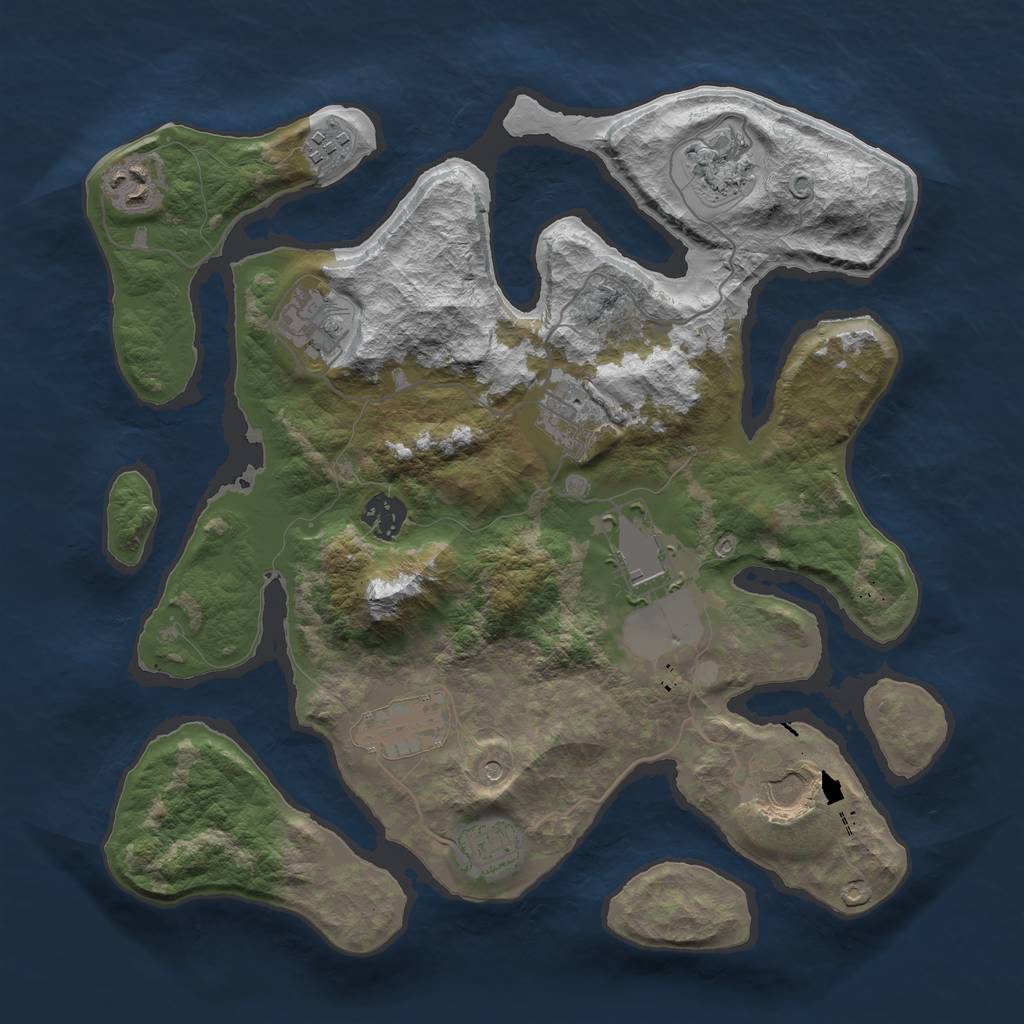 Rust Map: Barren, Size: 3500, Seed: 849903629, 13 Monuments