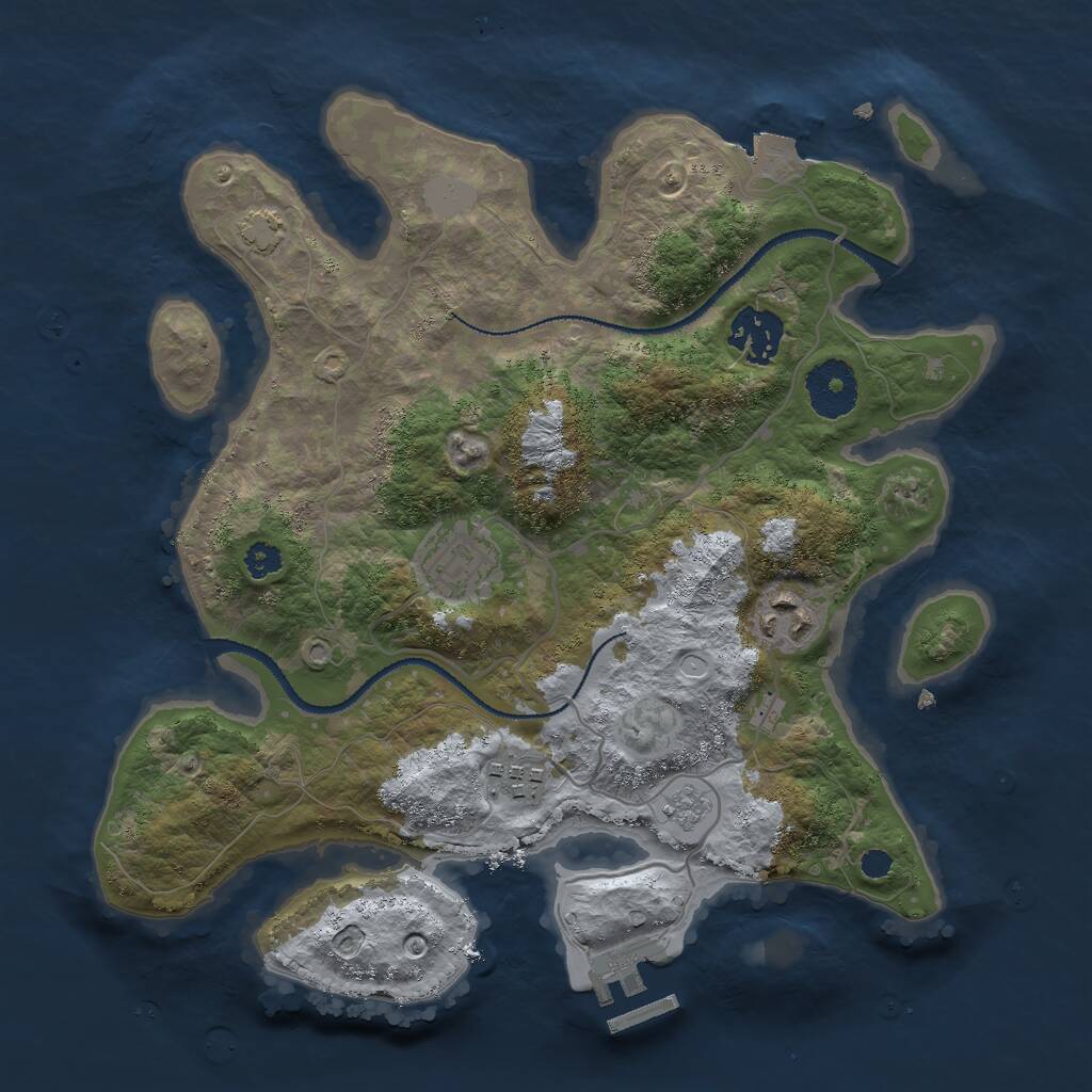 Rust Map: Procedural Map, Size: 3000, Seed: 1544076818, 8 Monuments