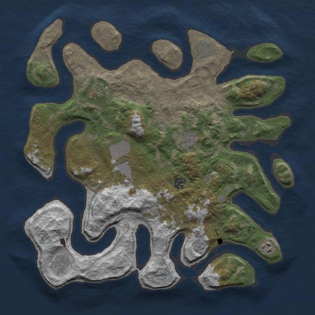 Rust Map: Barren, Size: 4000, Seed: 547678, 11 Monuments