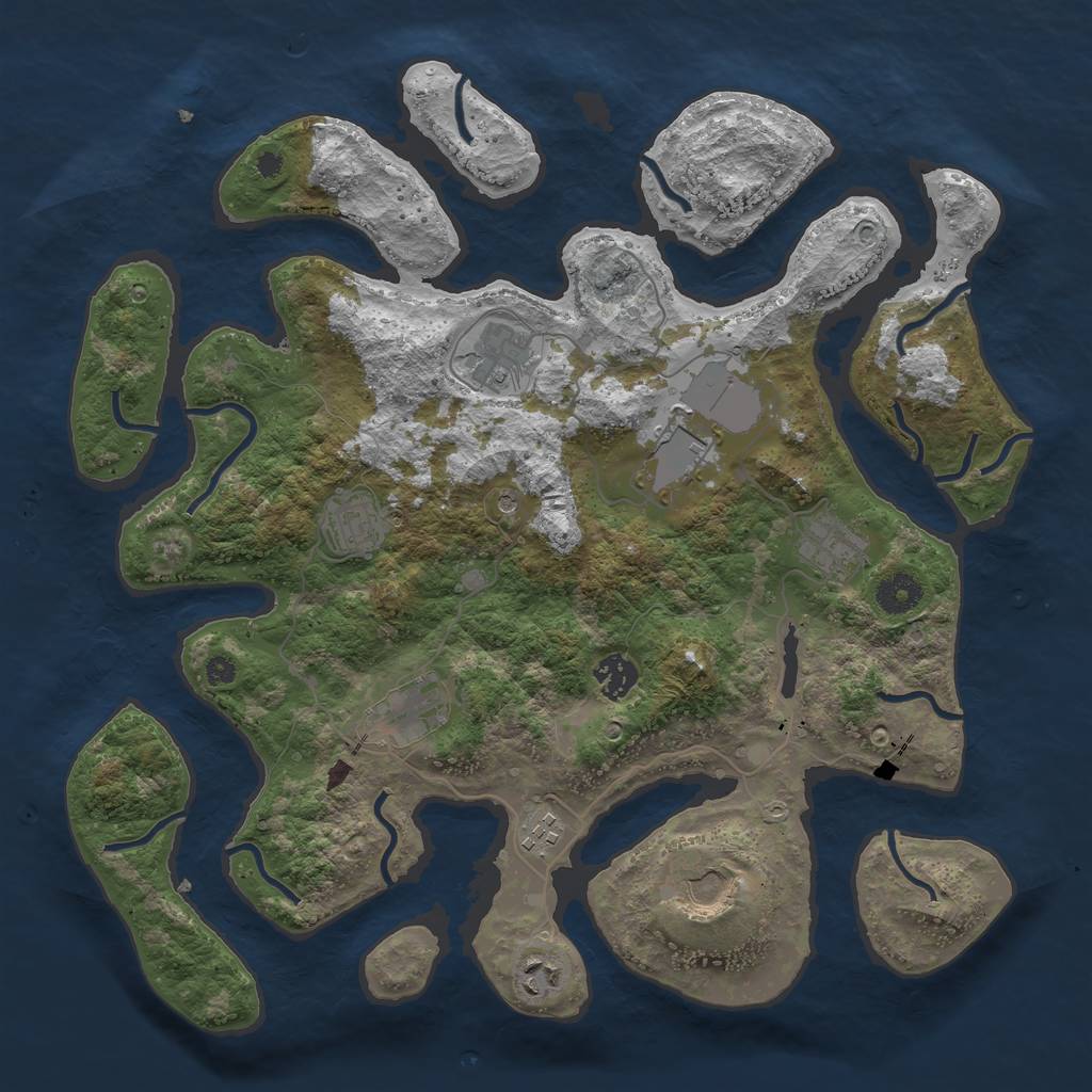 Rust Map: Procedural Map, Size: 3800, Seed: 31000, 12 Monuments