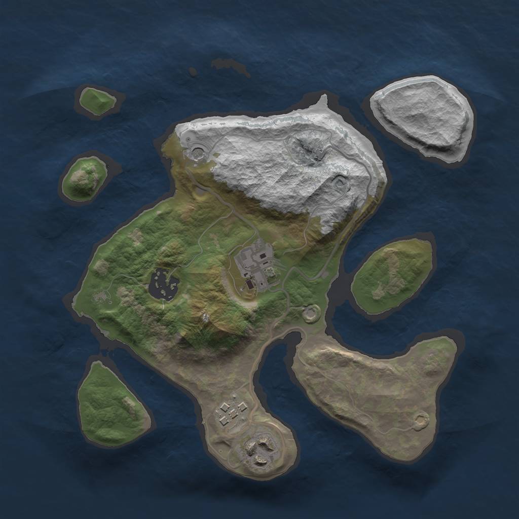 Rust Map: Barren, Size: 2500, Seed: 5125, 7 Monuments