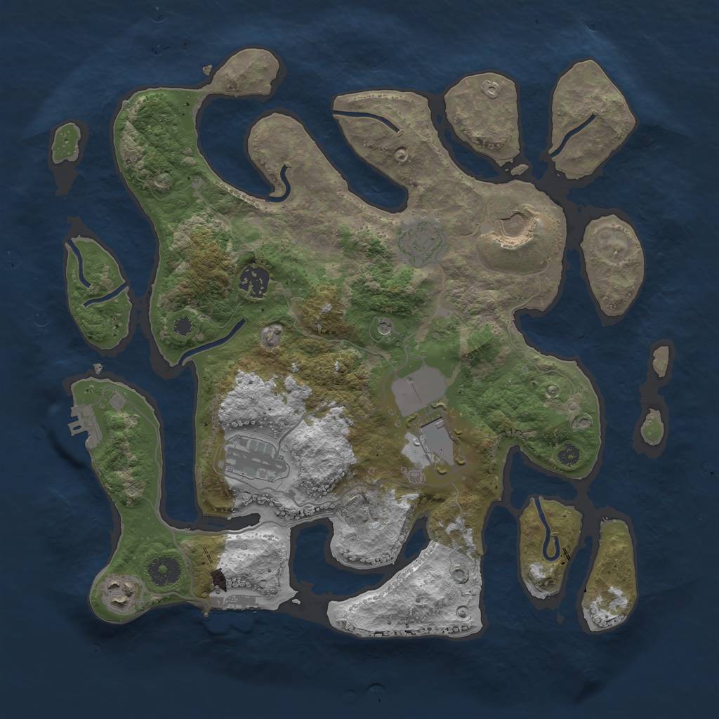 Rust Map: Procedural Map, Size: 3500, Seed: 45465129, 11 Monuments