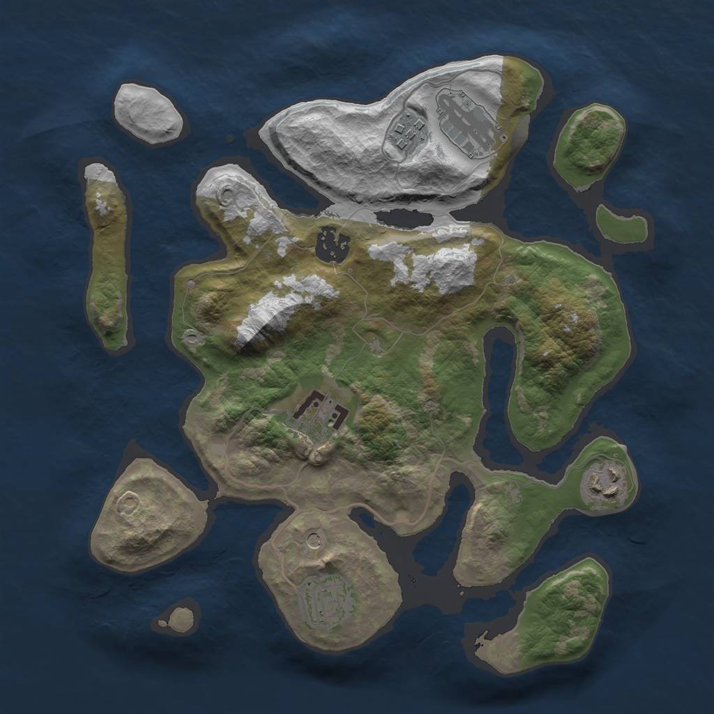 Rust Map: Barren, Size: 3000, Seed: 97110, 9 Monuments