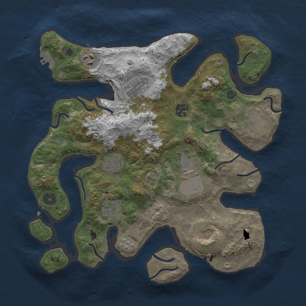 Rust Map: Procedural Map, Size: 3500, Seed: 716141378, 13 Monuments