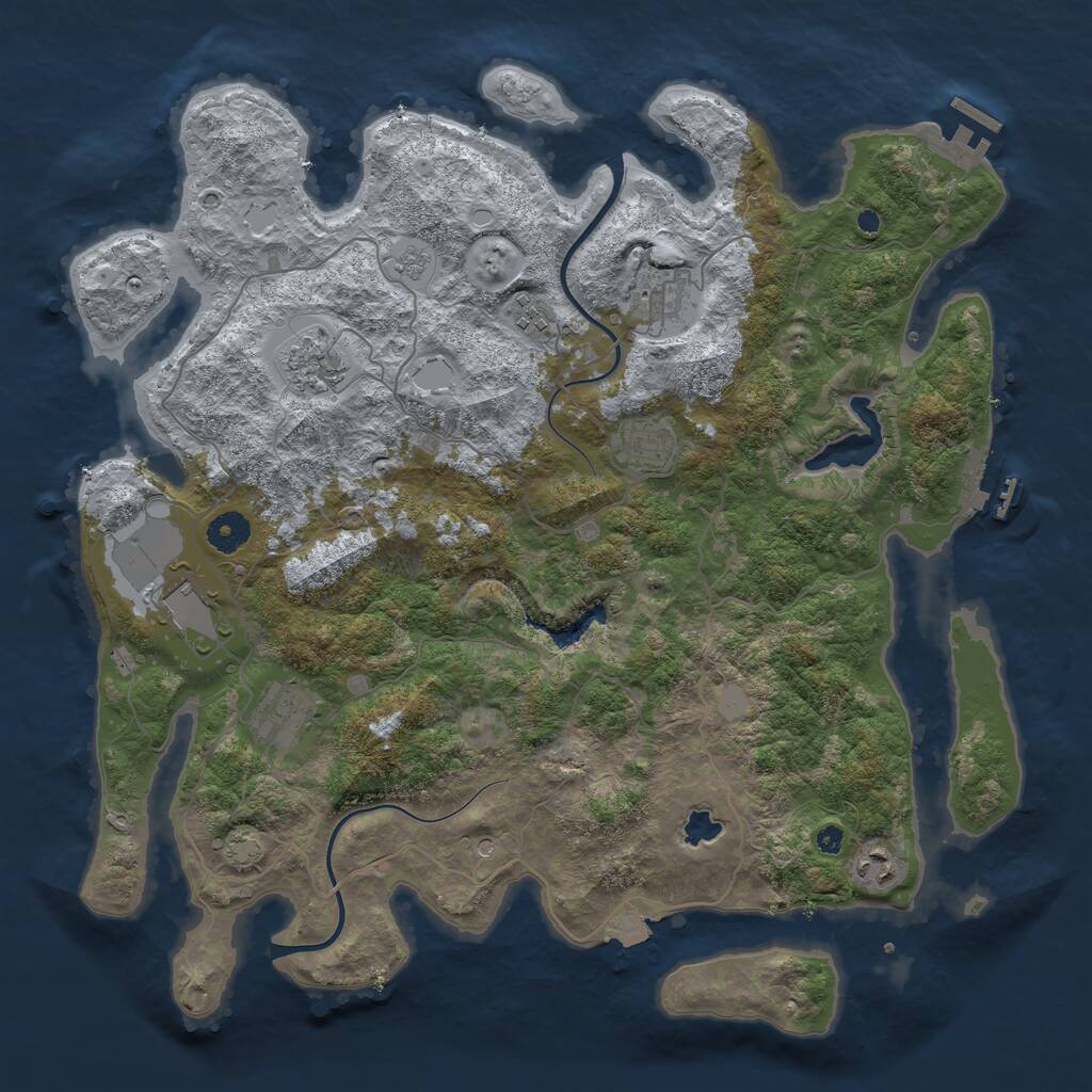 Rust Map: Procedural Map, Size: 4000, Seed: 90328740, 13 Monuments