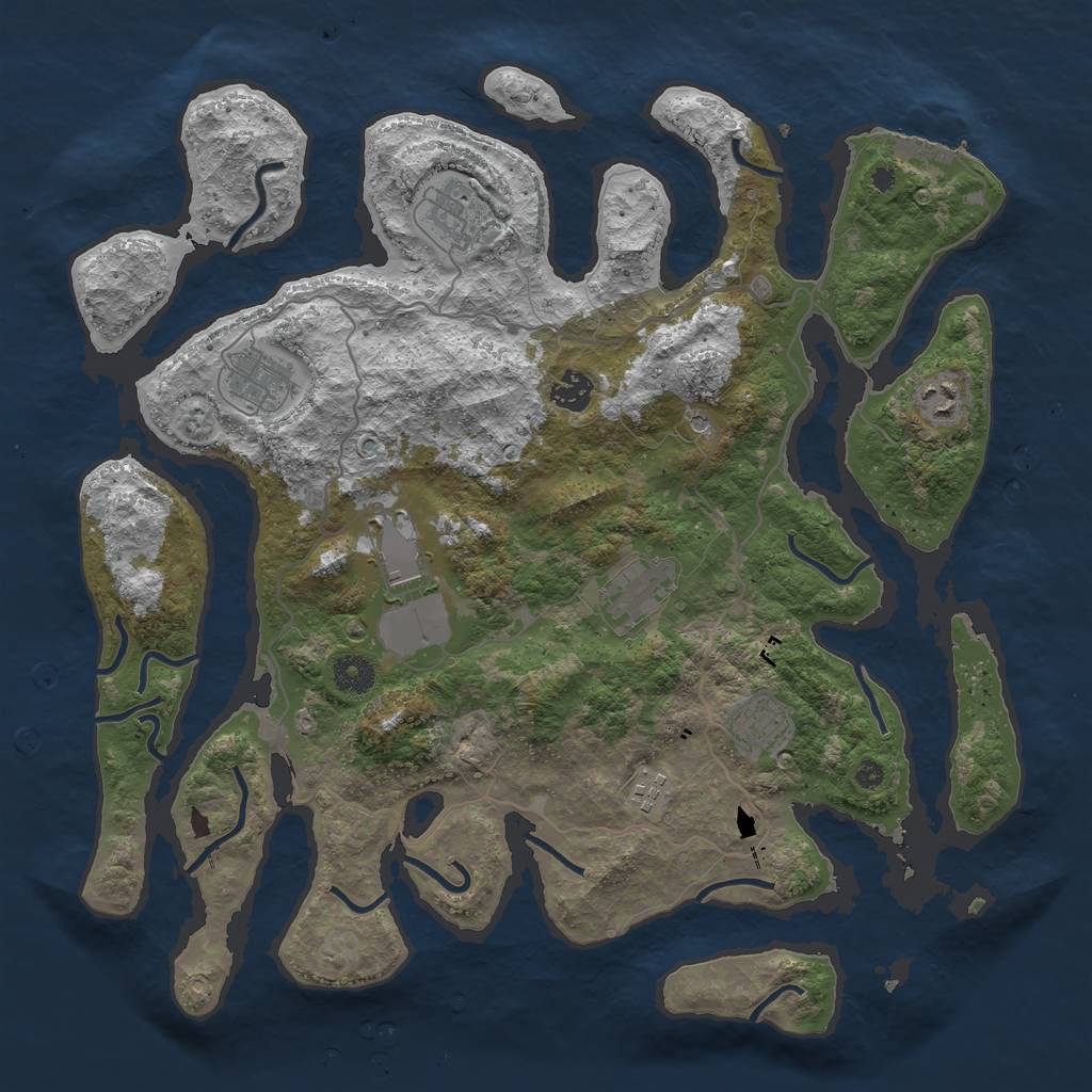 Rust Map: Procedural Map, Size: 4000, Seed: 90328740, 12 Monuments