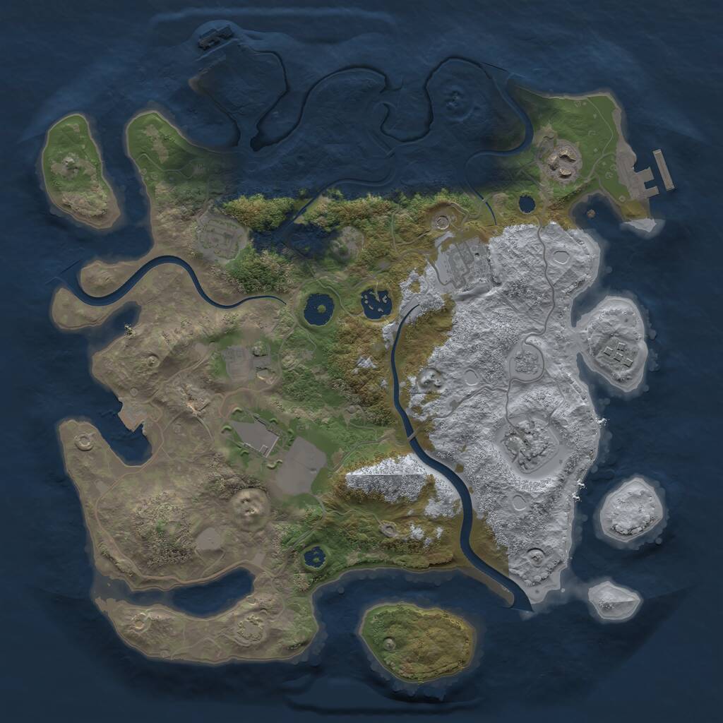 Rust Map: Procedural Map, Size: 3500, Seed: 888888888, 14 Monuments