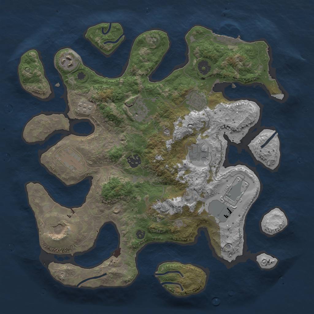 Rust Map: Procedural Map, Size: 3500, Seed: 888888888, 14 Monuments