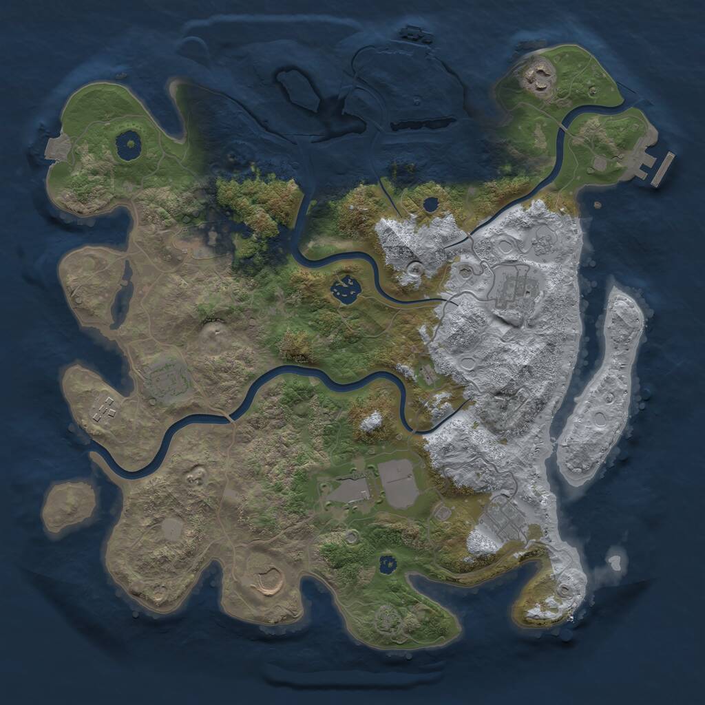 Rust Map: Procedural Map, Size: 3800, Seed: 2357, 15 Monuments