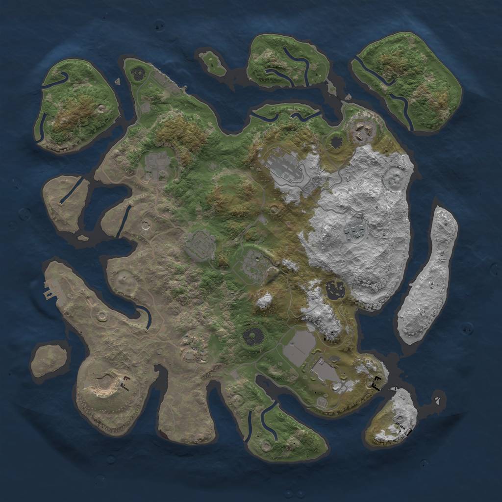 Rust Map: Procedural Map, Size: 3800, Seed: 2357, 15 Monuments