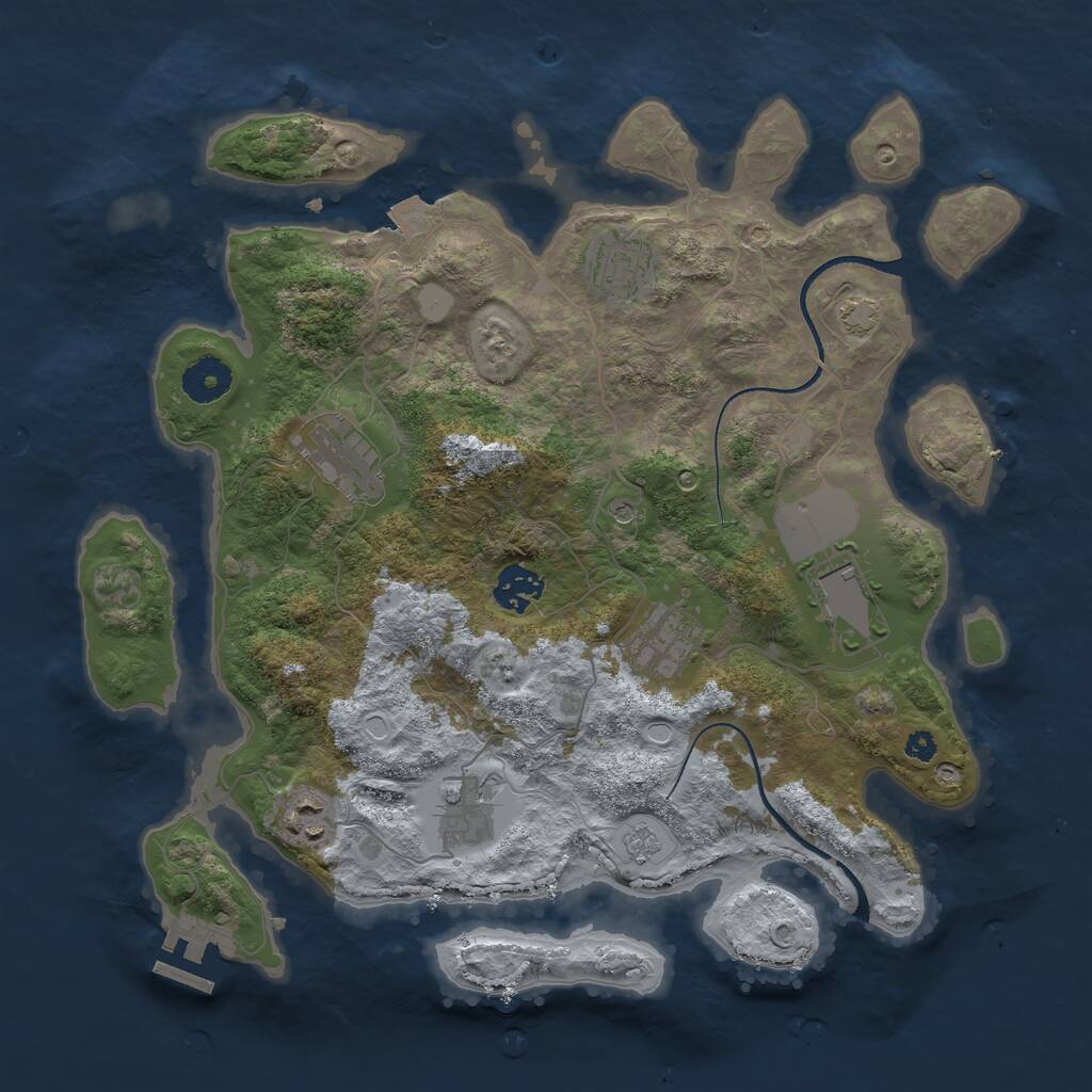 Rust Map: Procedural Map, Size: 3507, Seed: 541831039, 12 Monuments