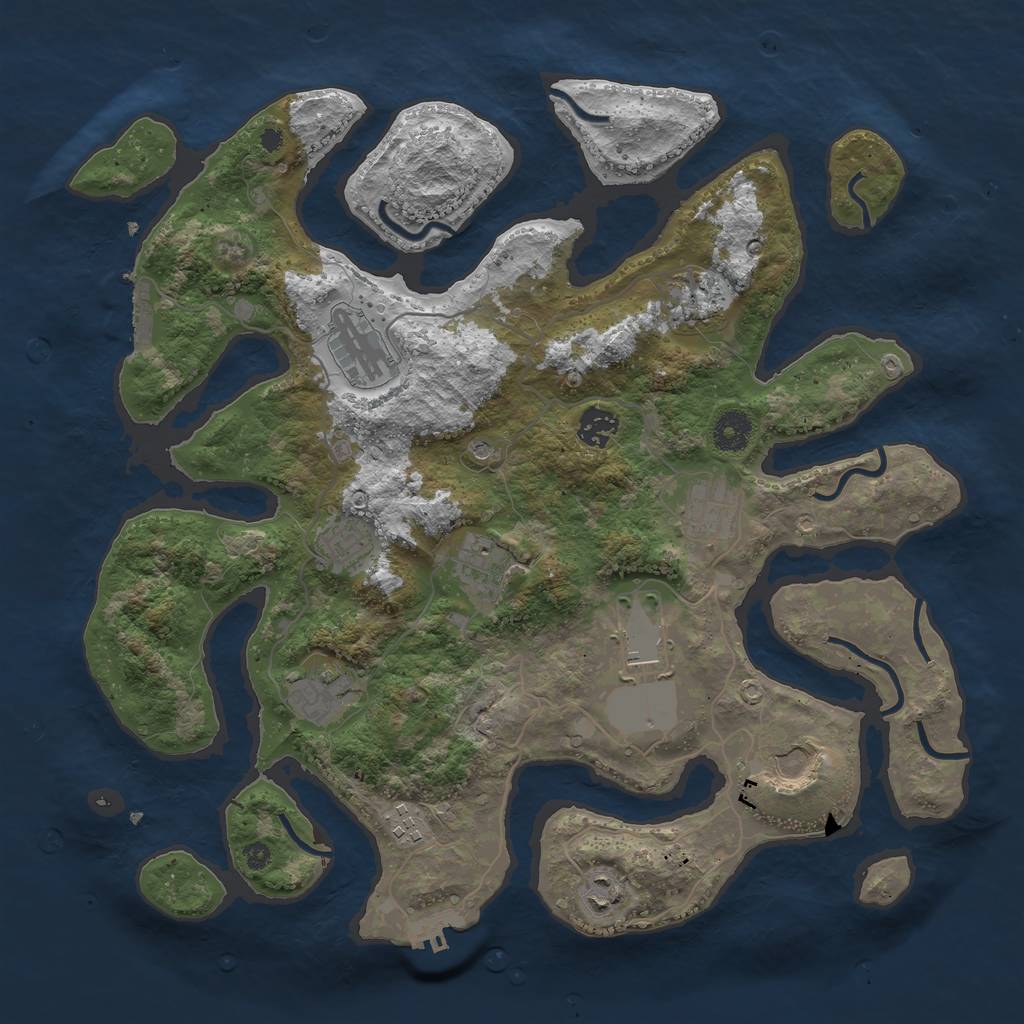 Rust Map: Procedural Map, Size: 3850, Seed: 1179259025, 16 Monuments