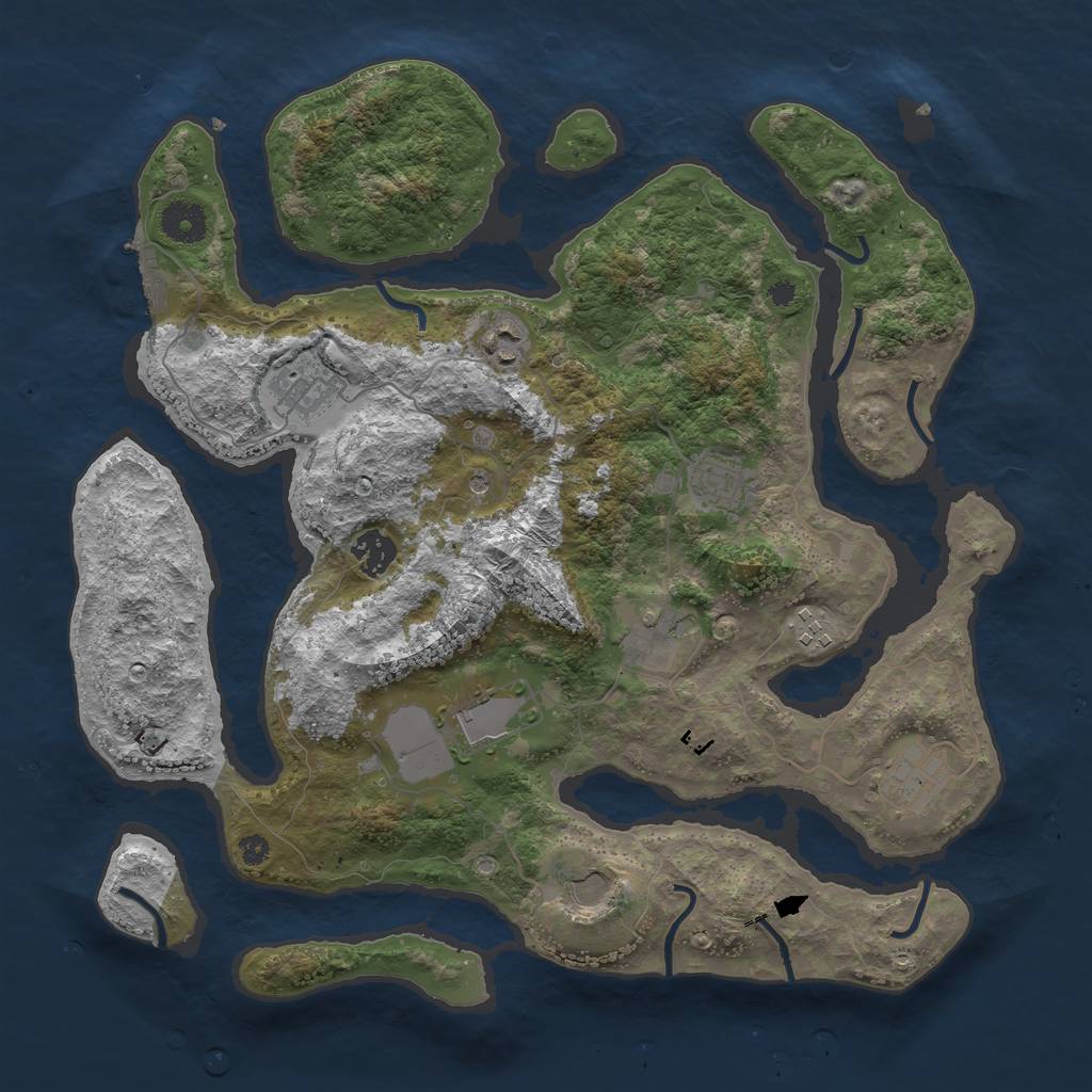 Rust Map: Procedural Map, Size: 3750, Seed: 965720419, 13 Monuments