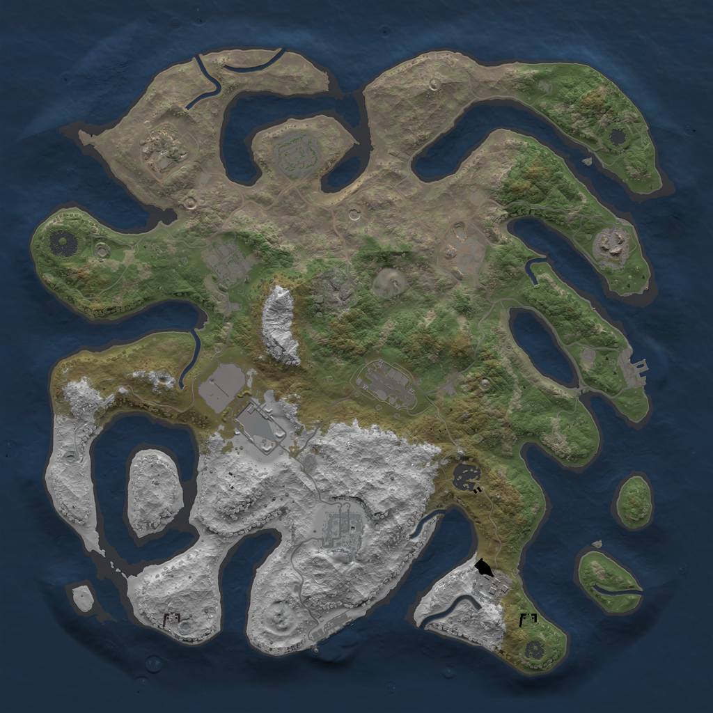 Rust Map: Procedural Map, Size: 3850, Seed: 478808825, 15 Monuments