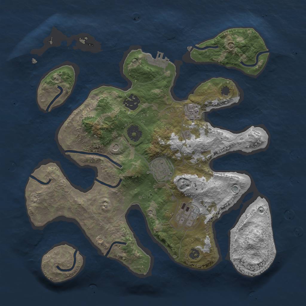 Rust Map: Procedural Map, Size: 3000, Seed: 425685547, 8 Monuments