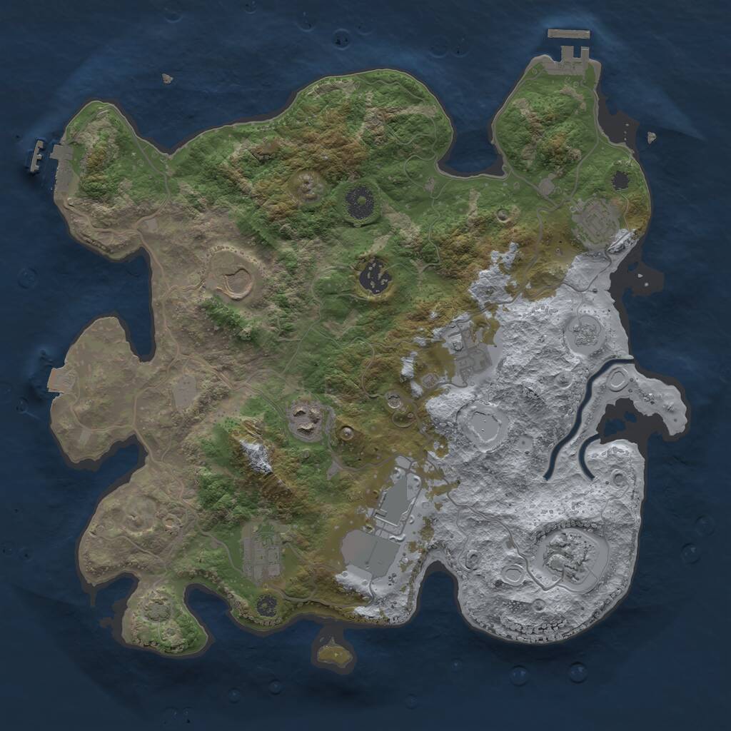 Rust Map: Procedural Map, Size: 3500, Seed: 13523, 14 Monuments