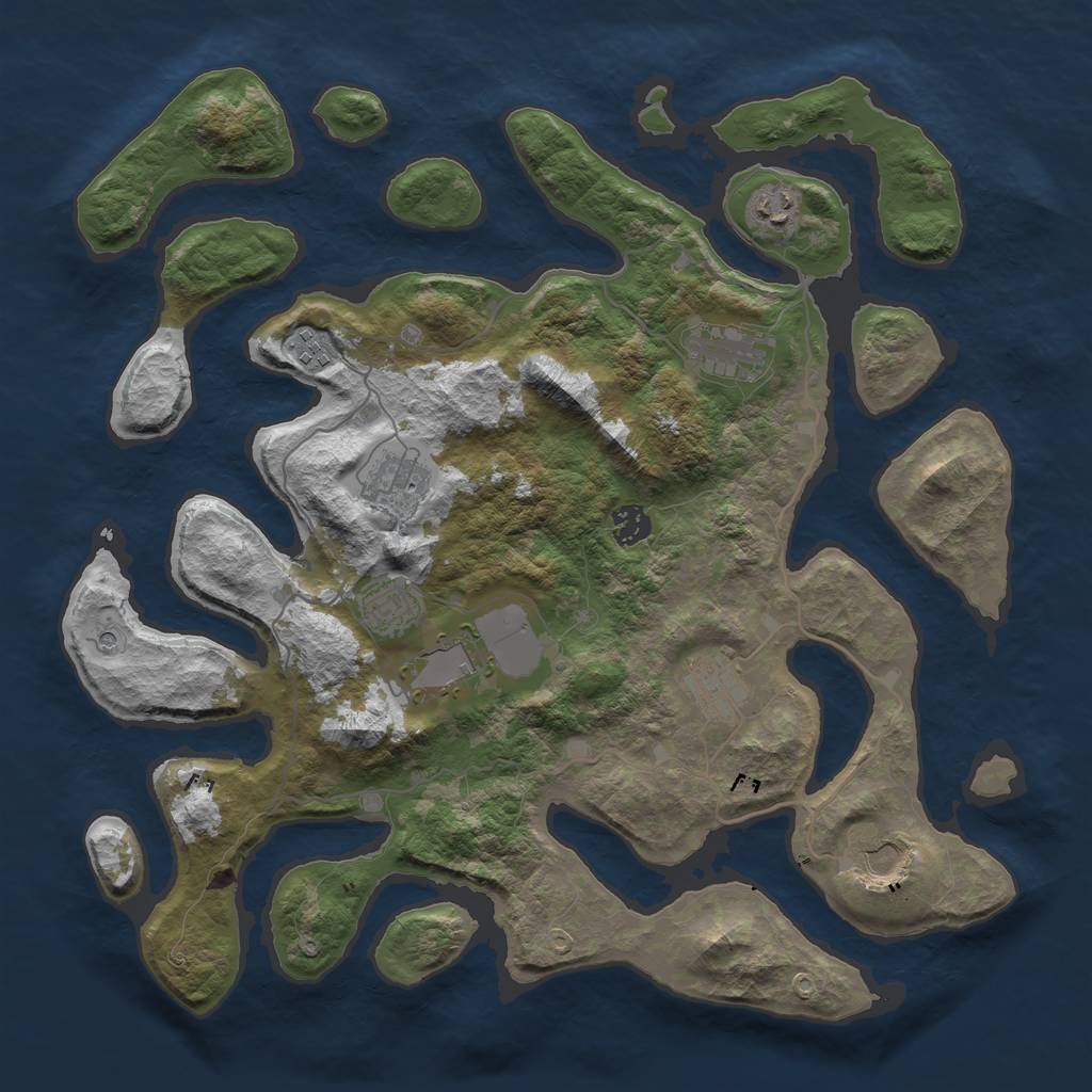 Rust Map: Barren, Size: 4000, Seed: 130, 12 Monuments