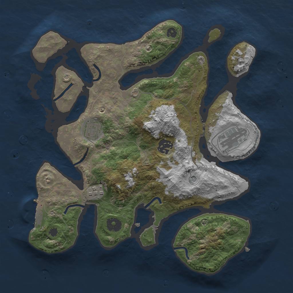 Rust Map: Procedural Map, Size: 3000, Seed: 293041, 8 Monuments