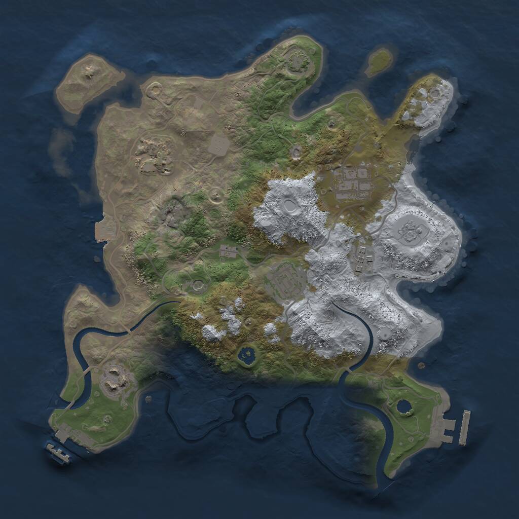 Rust Map: Procedural Map, Size: 3000, Seed: 293041, 11 Monuments